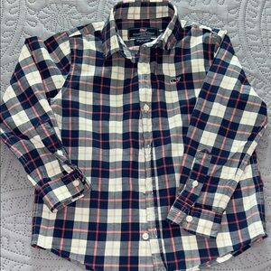 Vineyard Vines Kids Plaid Shirt - Navy, Red, and White